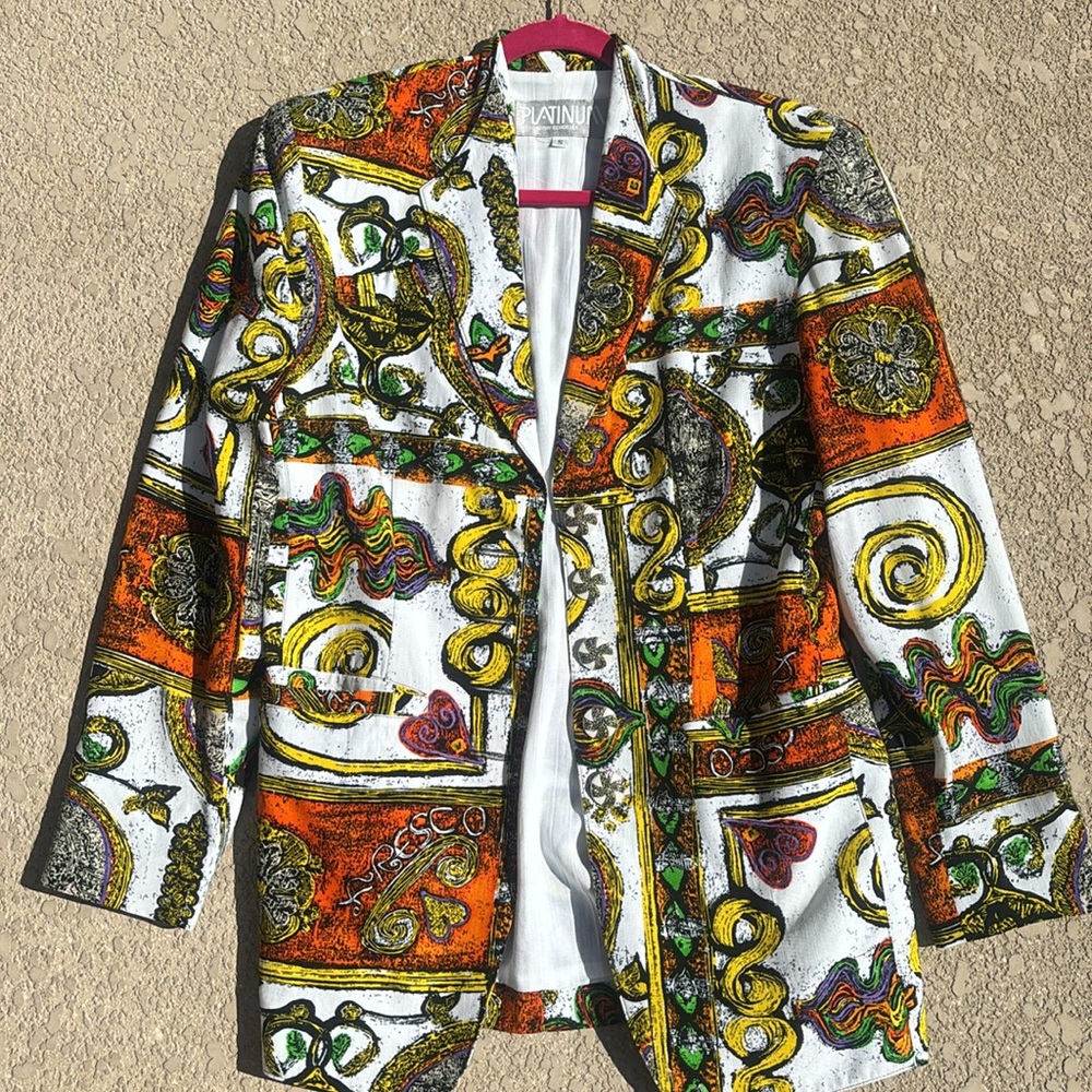 Vintage Platinum by Dorothy Schoelen Colorful Blazer Oversized Artsy Size Small - Picture 13 of 13